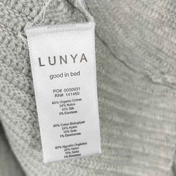 Lunya Cozy Cotton Silk Reversible Pullover Sweater Grey Heather Sz L Ribbed - Picture 9 of 10